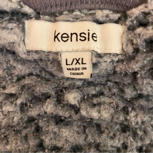 Kensie Hooded Sherpa Cardigan Sweater Coat Open Front Deep Pockets Size L/XL - Picture 5 of 6